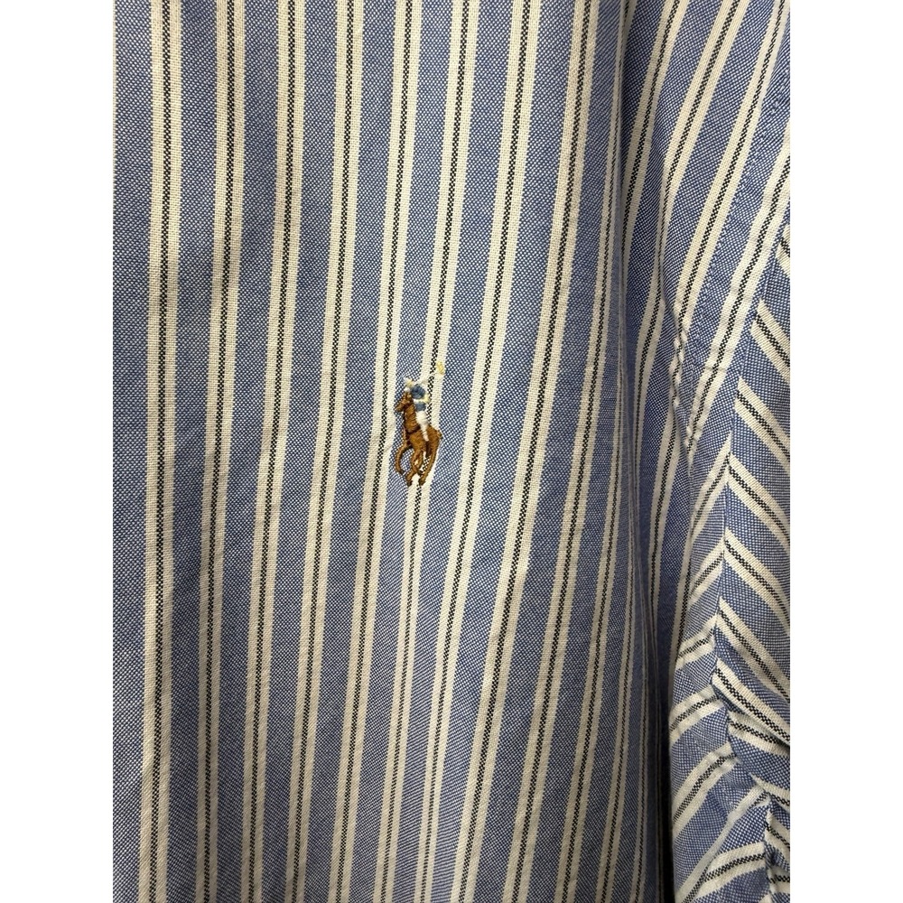 Polo Ralph Lauren Men's XL Blue White Striped Oxford Button Down Shirt Pony
